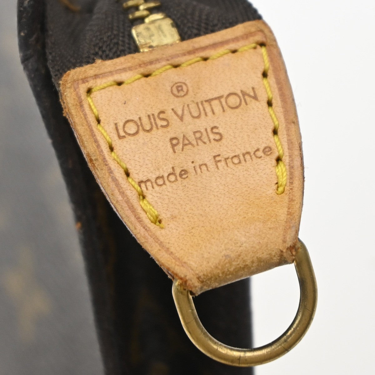 LOUIS VUITTON LV Logo Bucket GM Pouch Bag Monogram Leather Brown Gold 66KP601
