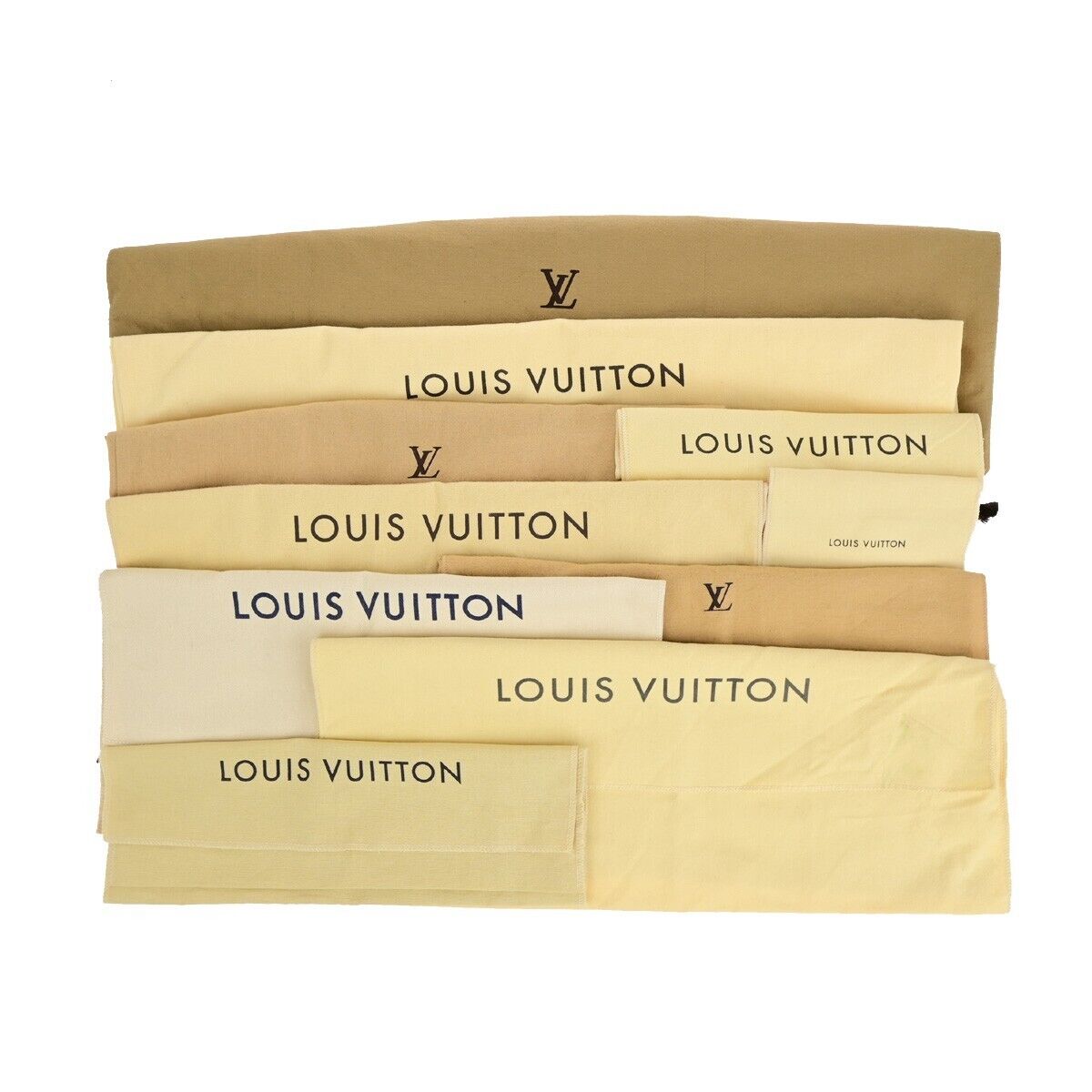 LOUIS VUITTON Logo 10 Set Dust Bag Drawstring Canvas Cotton Beige Brown 09EB737