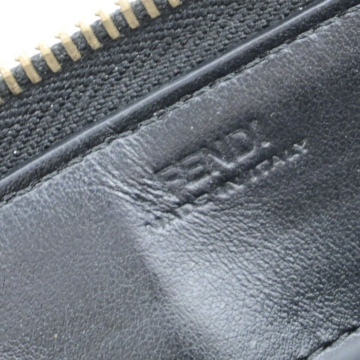 FENDI Logo Zipper Long Around Wallet Leather Black Italy 61EE083
