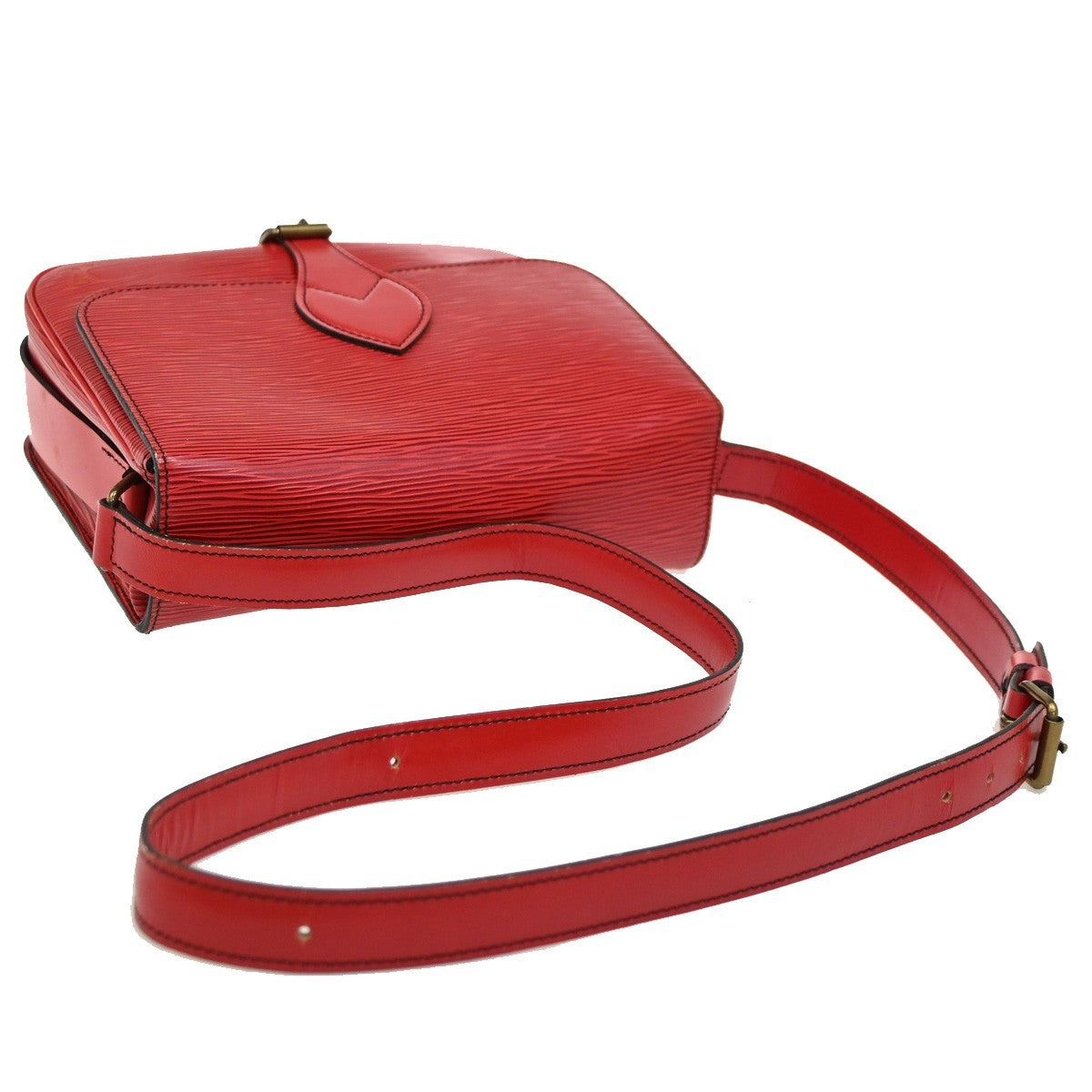 LOUIS VUITTON LV Cartouchiere Shoulder Bag Epi Leather Red Gold M52247 83DA247