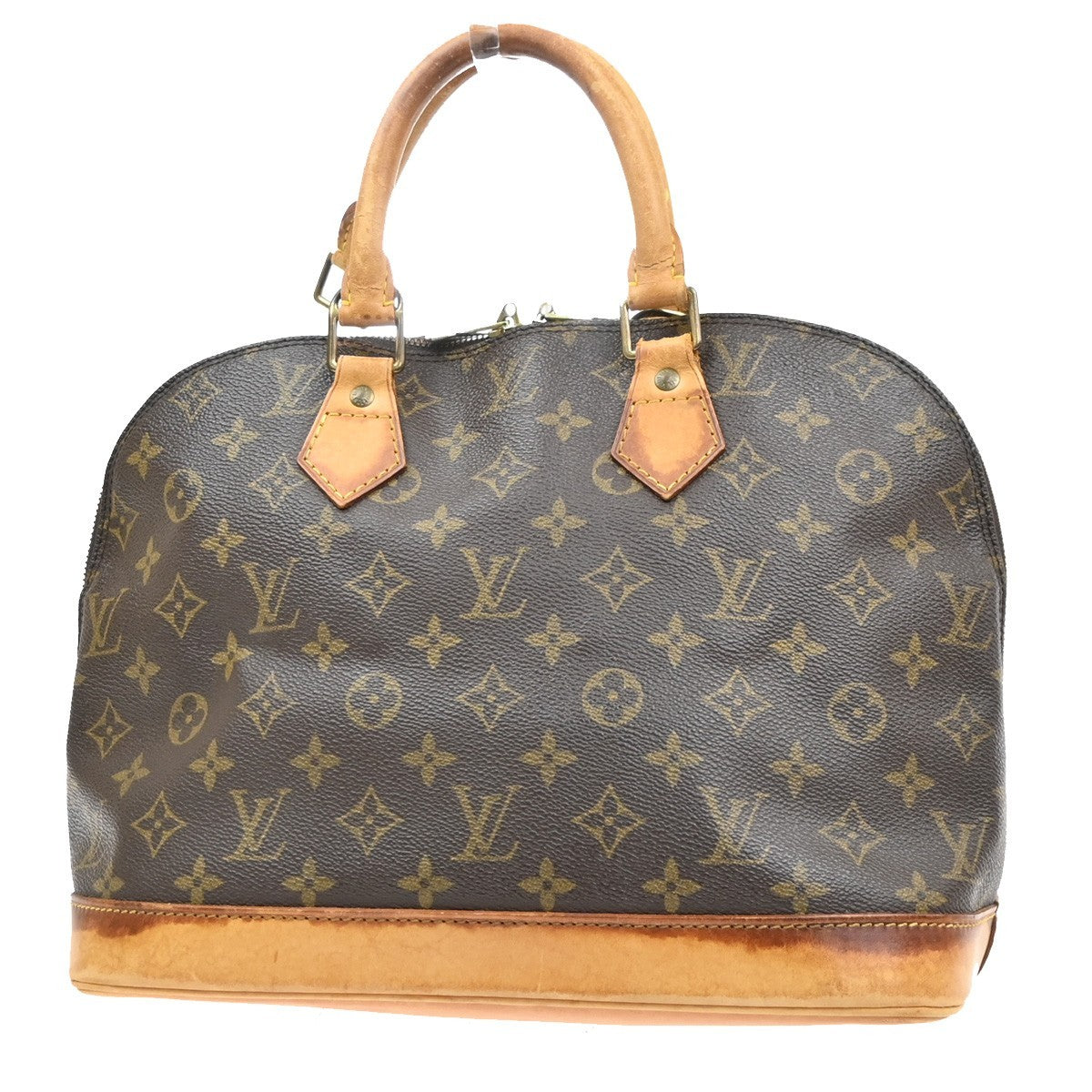 LOUIS VUITTON LV Logo Alma Hand Bag Monogram Leather Brown France M51130 02MA641