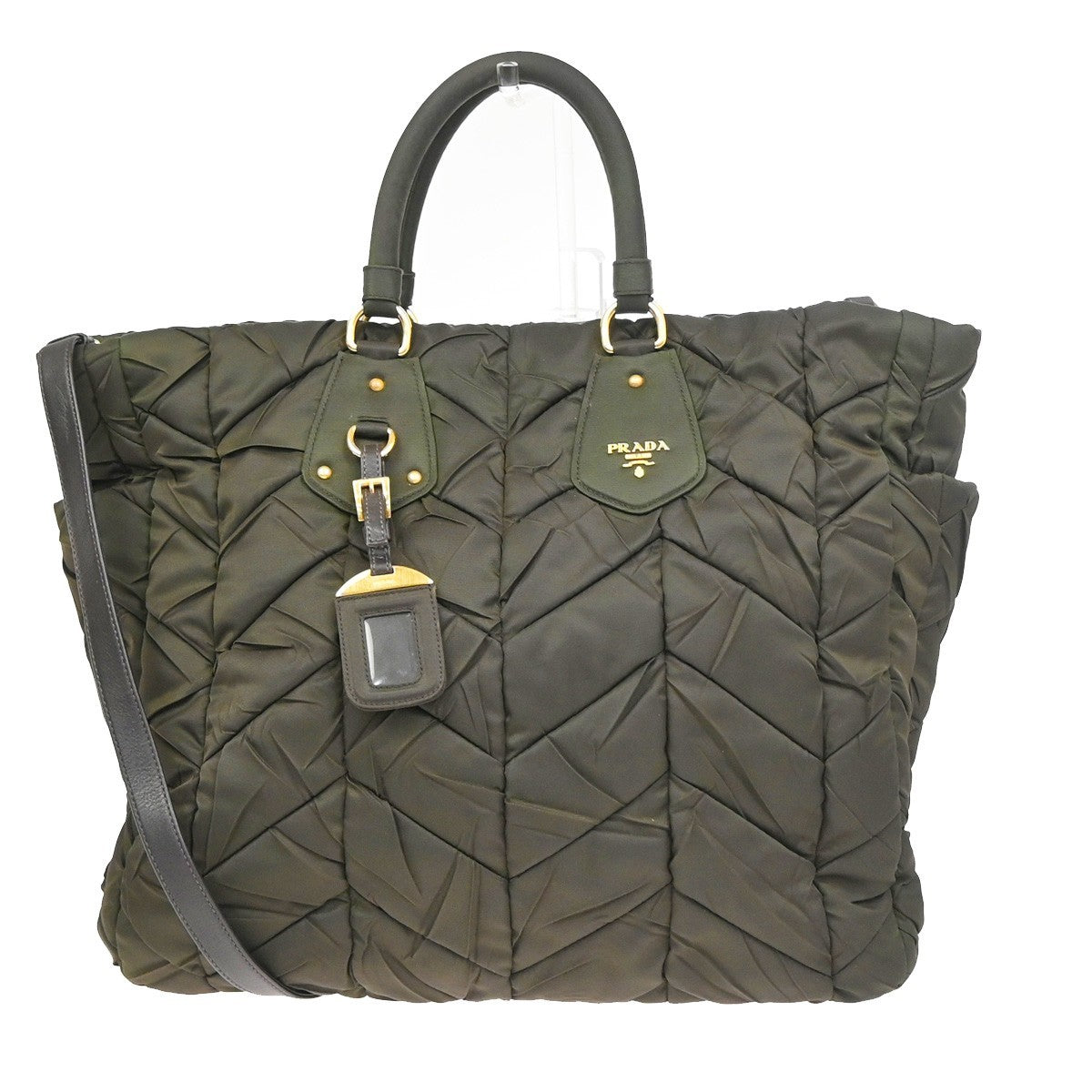 PRADA Tessuto 2Way Shoulder Hand Tote Bag Nylon Leather Brown GHW Italy 76KD027