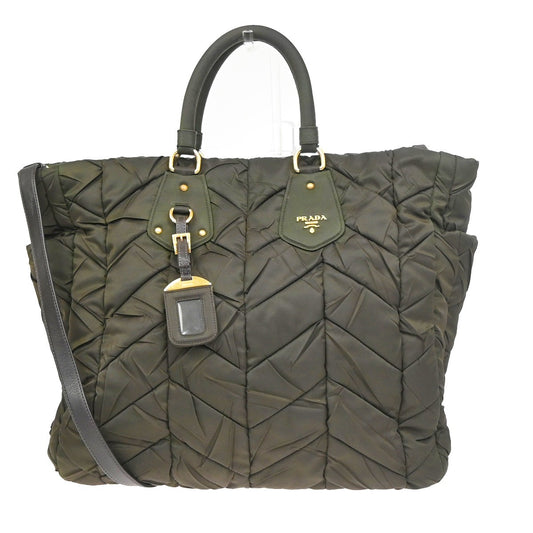 PRADA Tessuto 2Way Shoulder Hand Tote Bag Nylon Leather Brown GHW Italy 76KD027