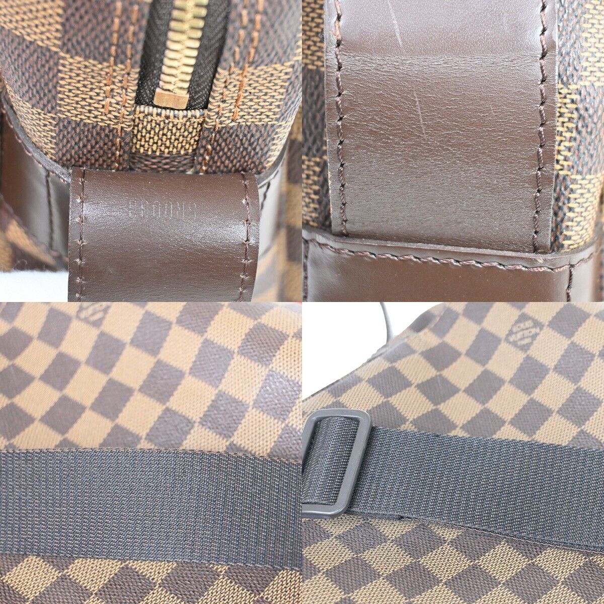 LOUIS VUITTON Naviglio Shoulder Bag Damier Ebene Leather Brown N45255 90FA422