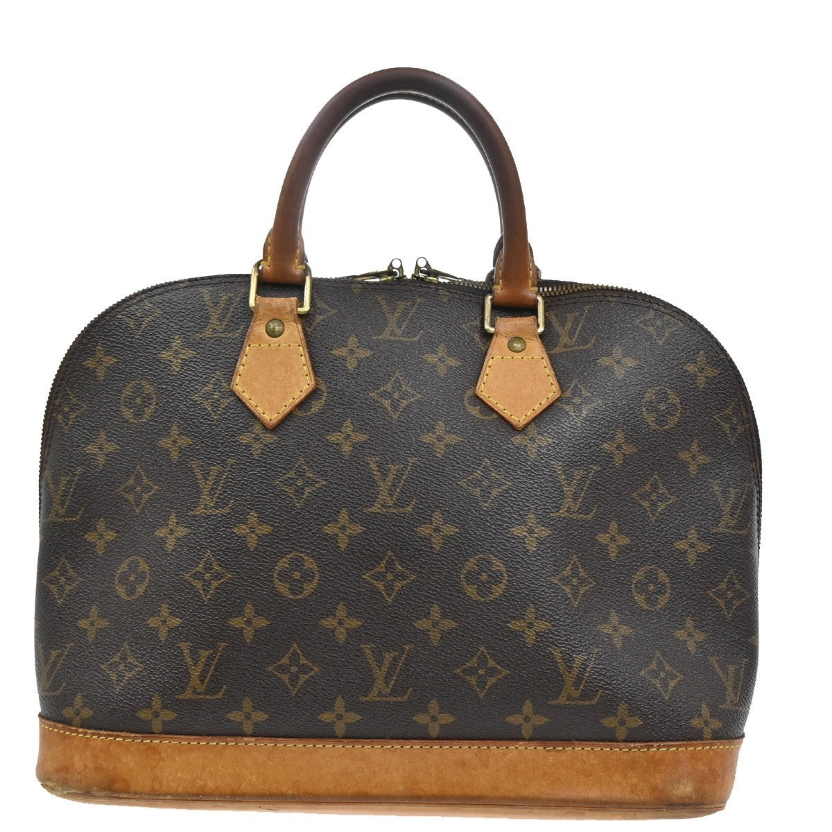 LOUIS VUITTON LV Logo Alma Hand Bag Monogram Leather Brown France M51130 64CA299