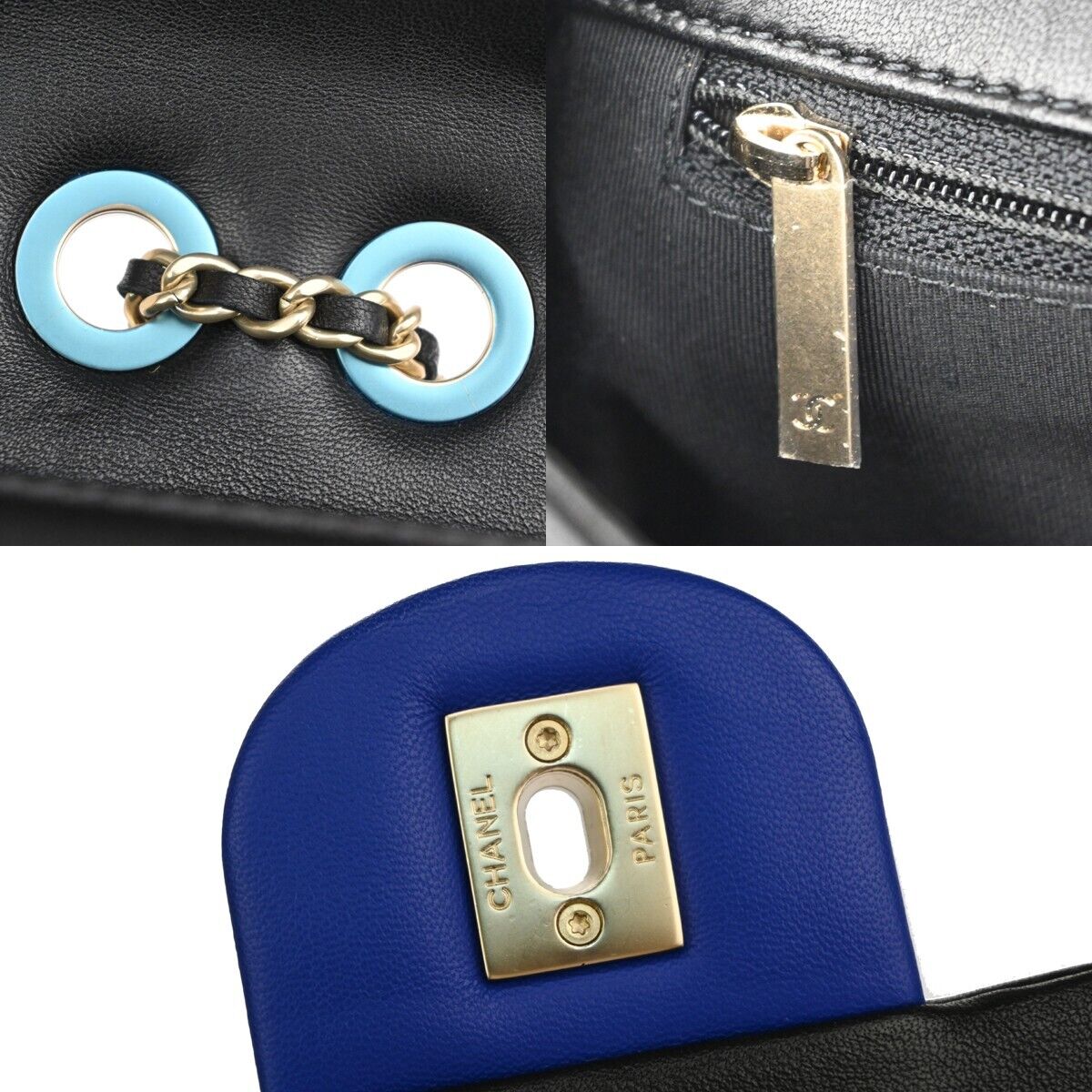 CHANEL Multicolor Matelasse Flap Chain Shoulder Bag Leather BK BE RD YW 730RJ623