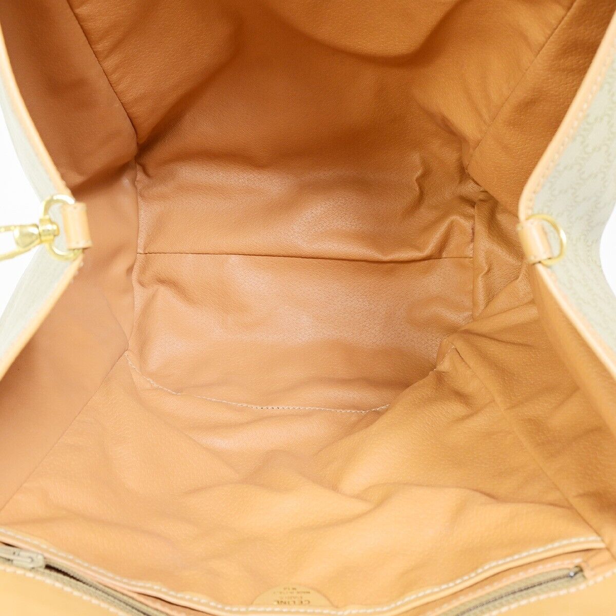 CELINE Logo Macadam Pattern Shoulder Tote Bag PVC Leather Beige Gold 33EB541