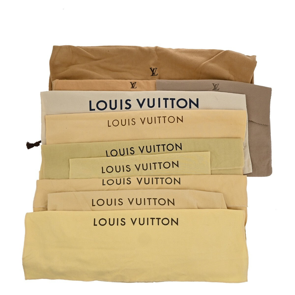 LOUIS VUITTON Logo 10 Set Dust Bag Drawstring Canvas Cotton Beige Brown 09FB551