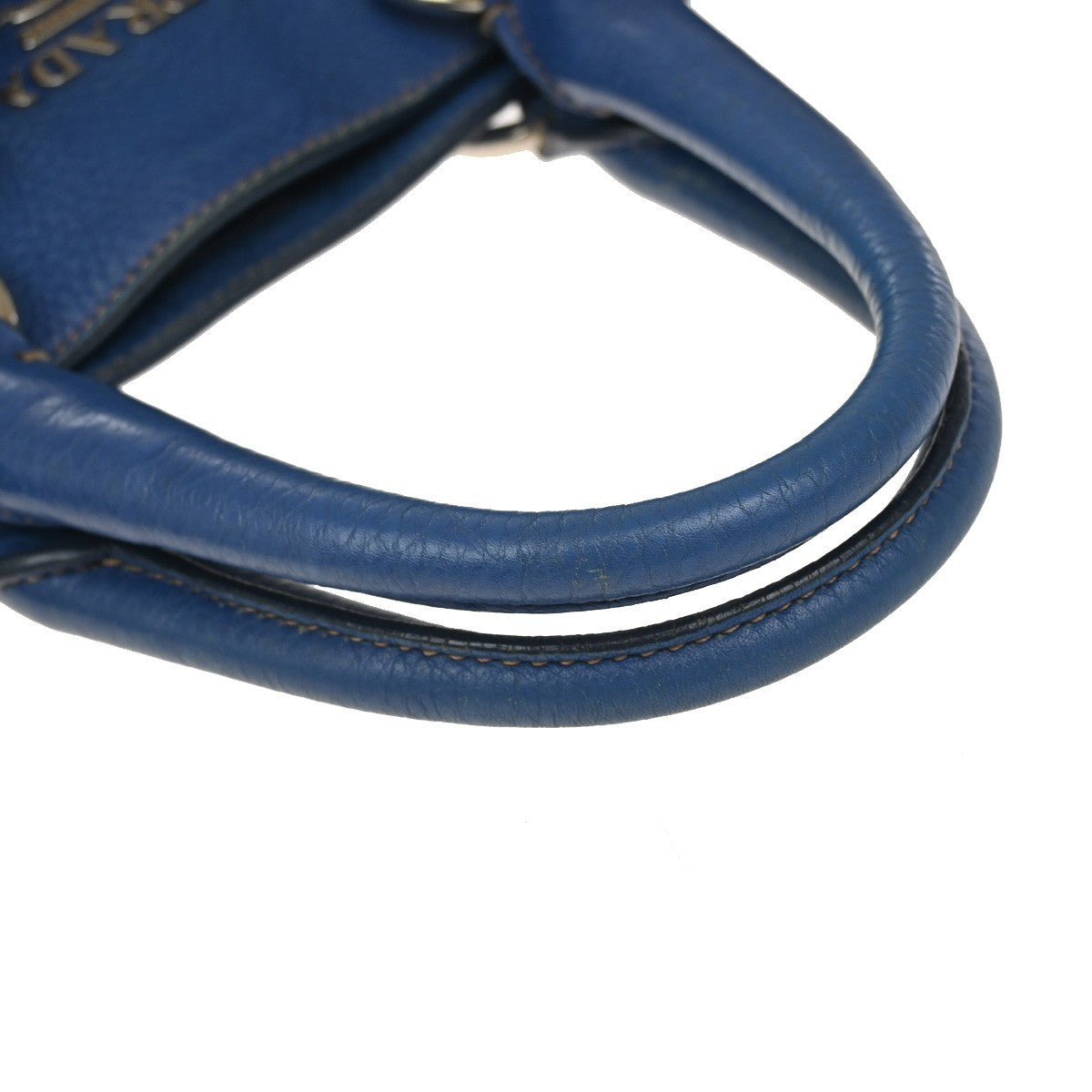 PRADA Logo 2Way Shoulder Hand Bag Leather Blue 70KP286