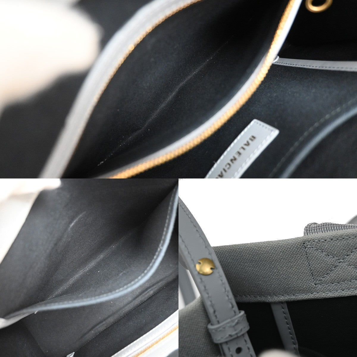 BALENCIAGA Logo Hardware Small 2Way Tote Hand Bag Canvas Leather GY 75YJ137
