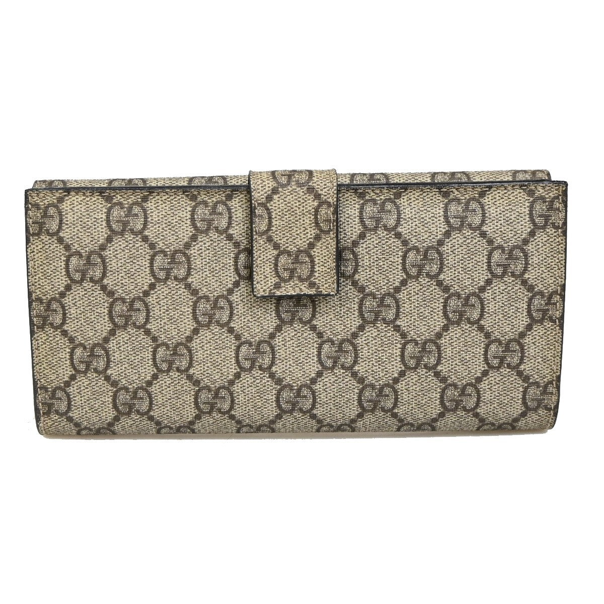 GUCCI Logo GG Pattern Bifold Long Wallet Supreme Leather Brown 84RF274