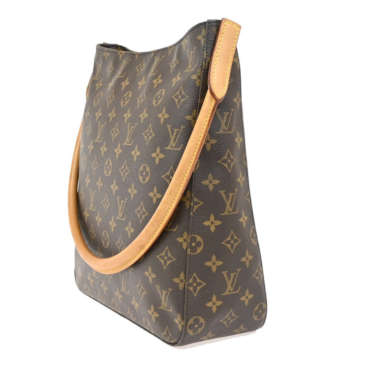 LOUIS VUITTON Logo Looping GM Shoulder Bag Monogram Leather Brown M51145 98TA714