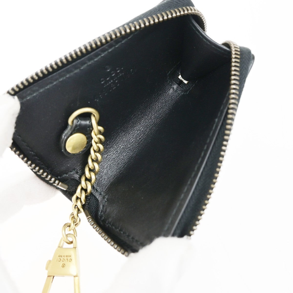 GUCCI GG Logo Marmont Key Pouch Case Leather Black Italy GHW 81YJ251