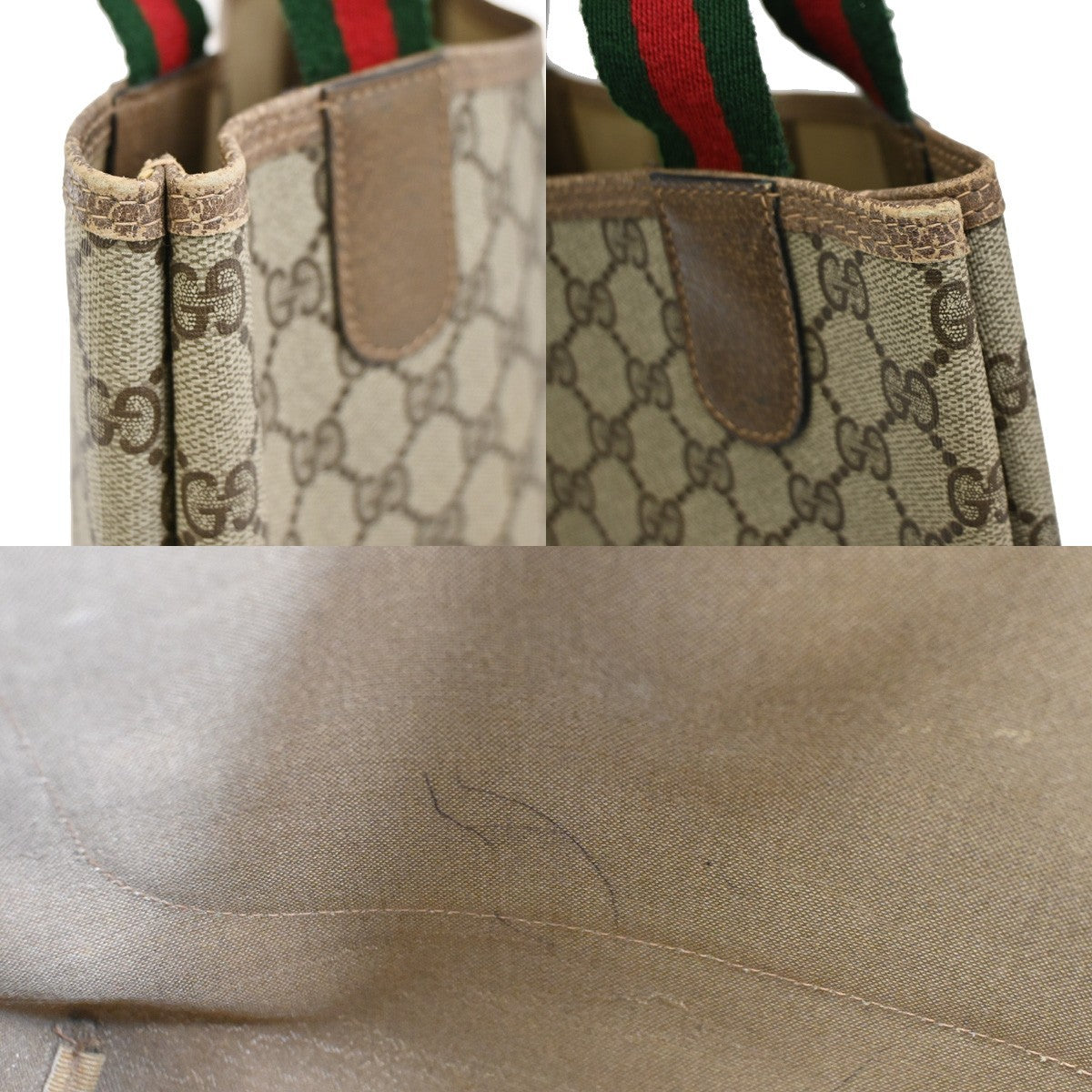 GUCCI Logo GG Pattern Sherry Web Shoulder Tote Bag PVC Leather BN Italy 63KD182