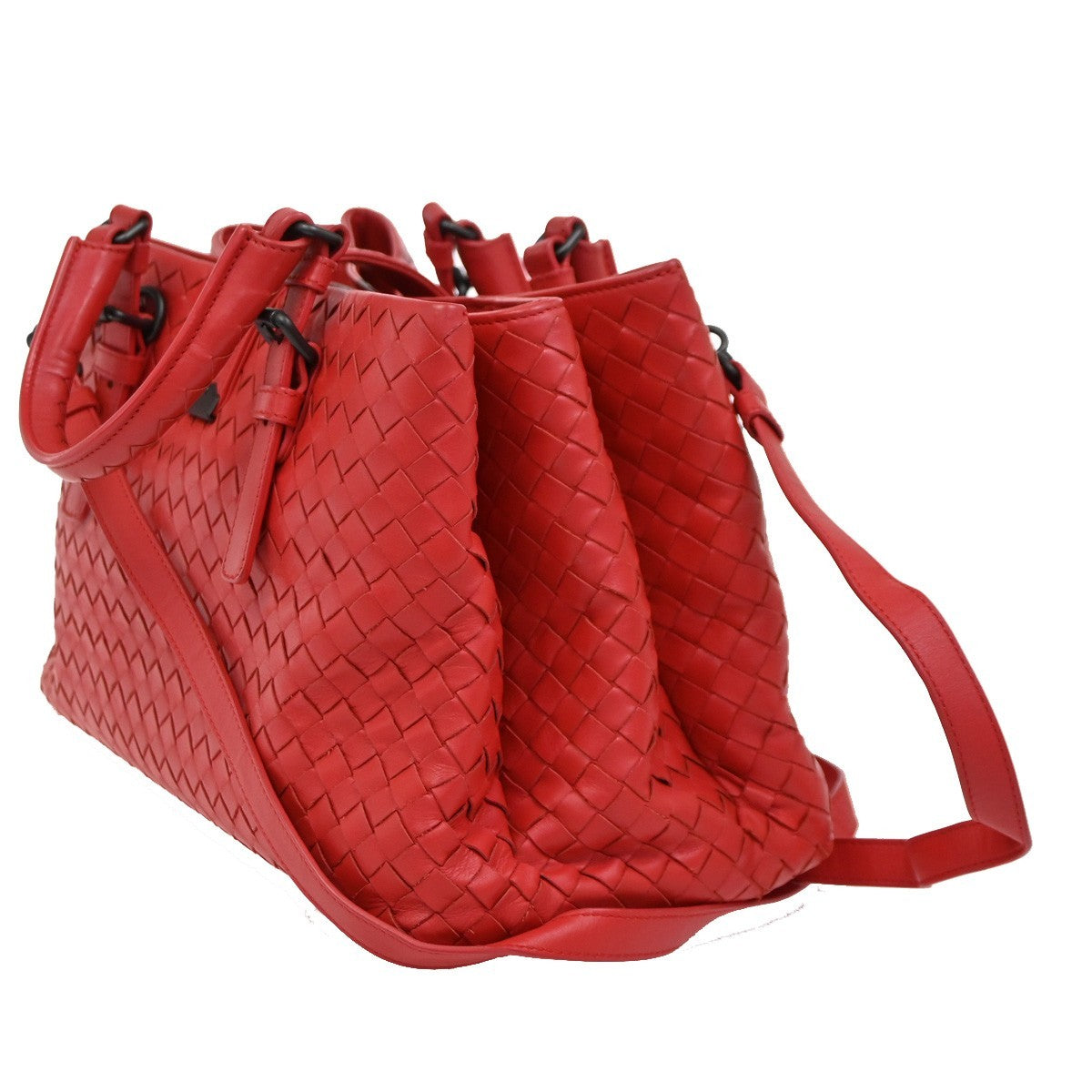 BOTTEGA VENETA Intrecciato Roma 2Way Shoulder Bag Nappa Leather Red 50RL604