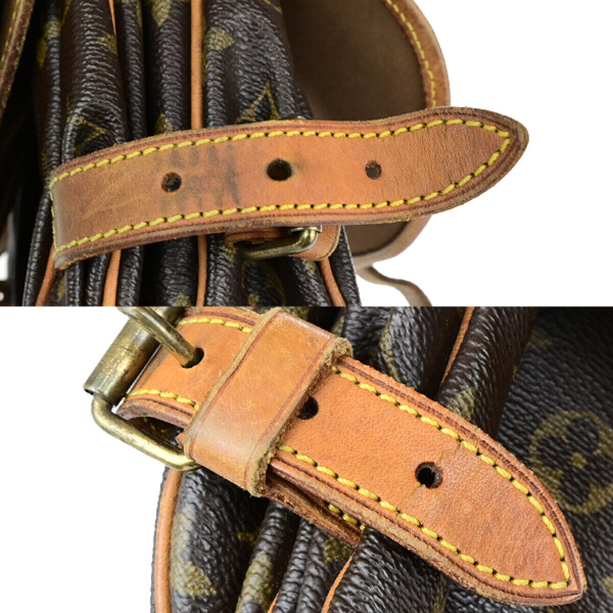 LOUIS VUITTON Logo Saumur 30 Shoulder Bag Monogram Leather Brown M42256 32YF525