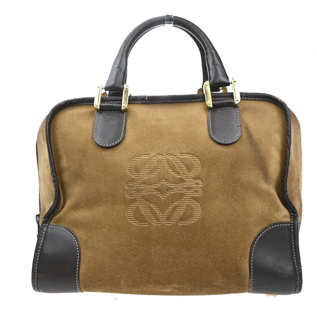 LOEWE Logo Anagram Amazona 32 Hand Bag Suede Leather Beige GHW Spain 38MA556