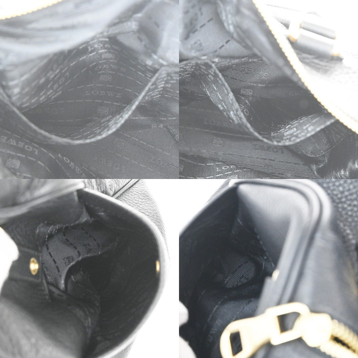 LOEWE Logo Anagram 2Way Shoulder Hand Bag Leather Black GHW Spain 95RL702