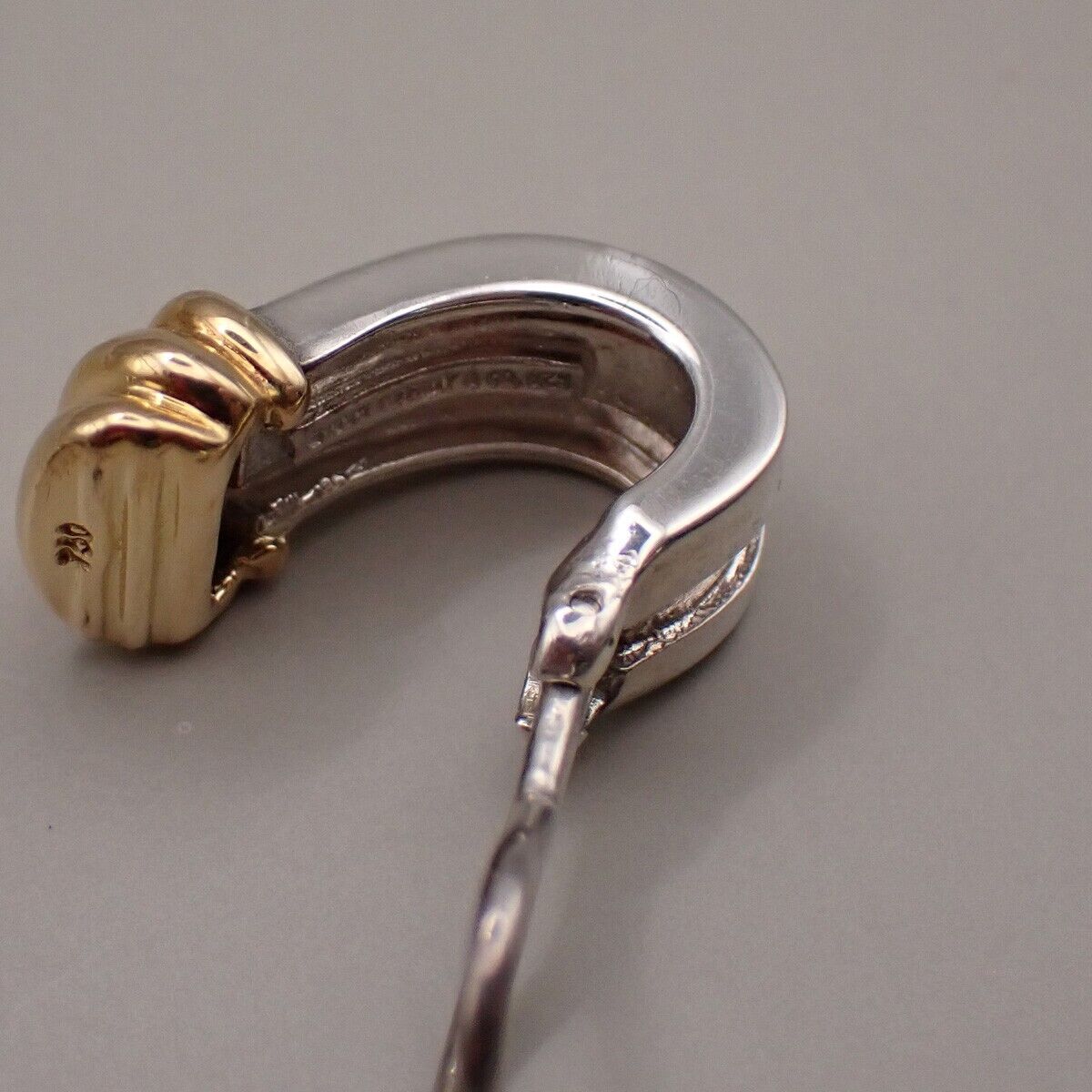 Tiffany & Co. Logo Groove Earrings Gold 750 Silver 925 Hoop 80YF683