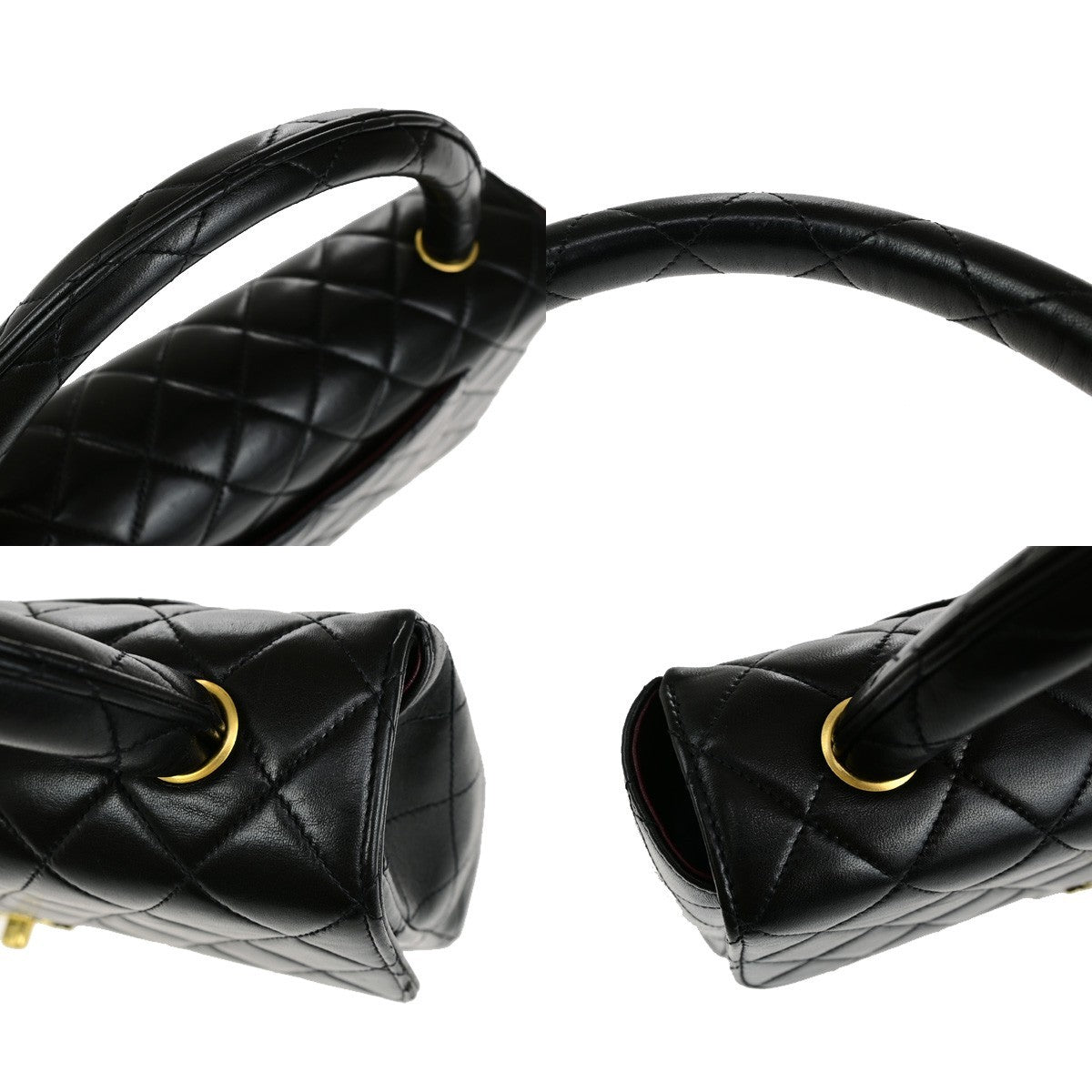 CHANEL CC Matelasse 25 Hand Bag Lambskin Leather Black GHW Vintage 805RK853