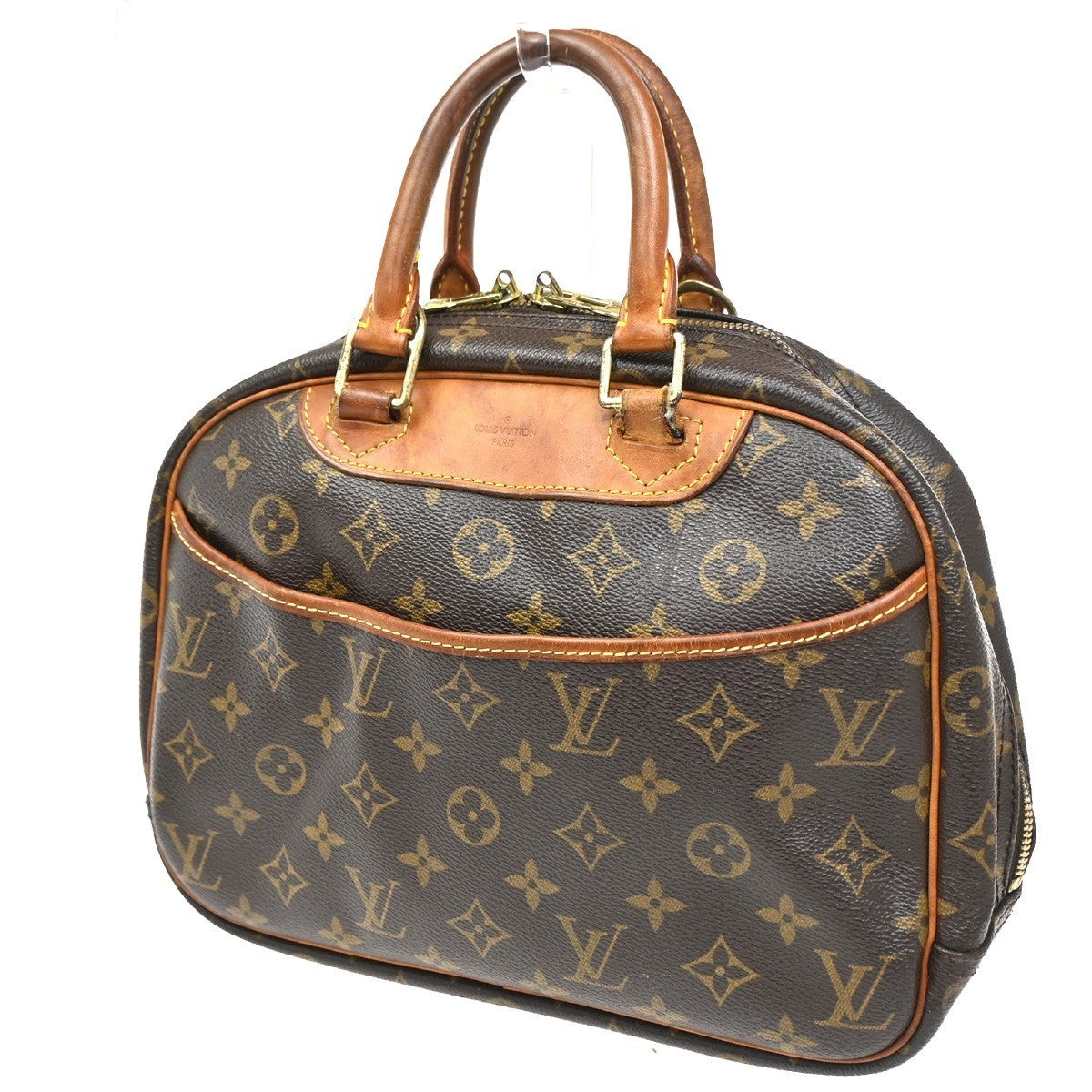 LOUIS VUITTON LV Logo Trouville Hand Bag Monogram Leather Brown M42228 30CA542
