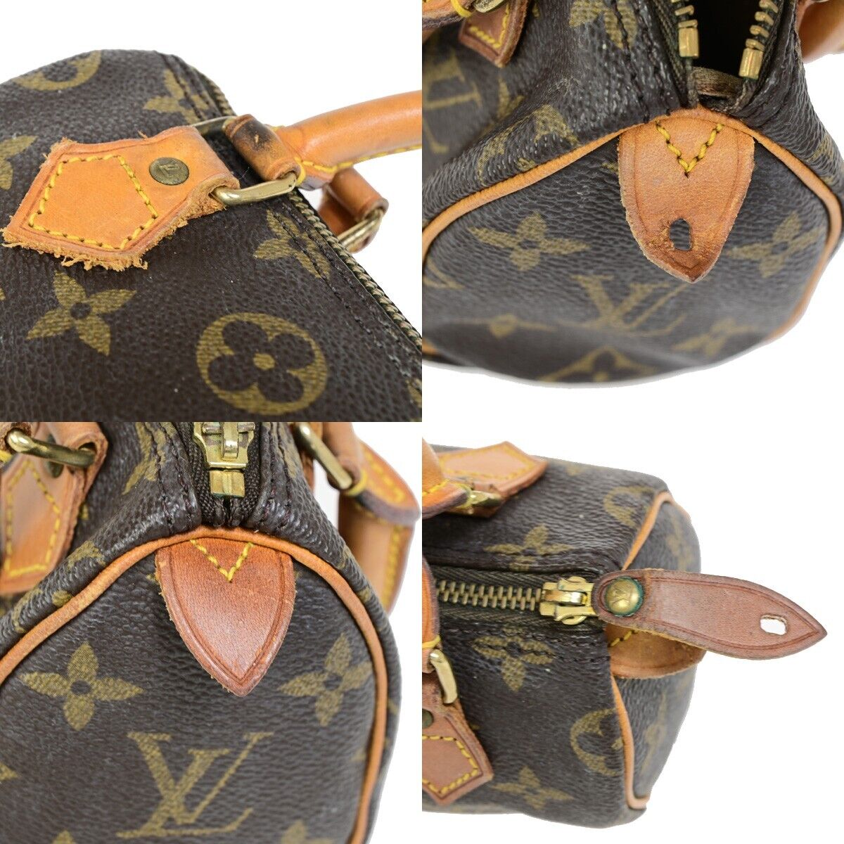 LOUIS VUITTON Mini Speedy Hand Bag Monogram Leather Brown M41534 10EB716
