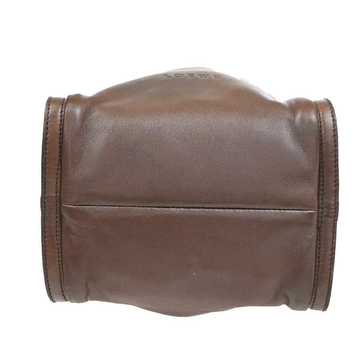 LOEWE LOGO Drawstring Shoulder Hand Bag Leather Brown GHW 38CA960