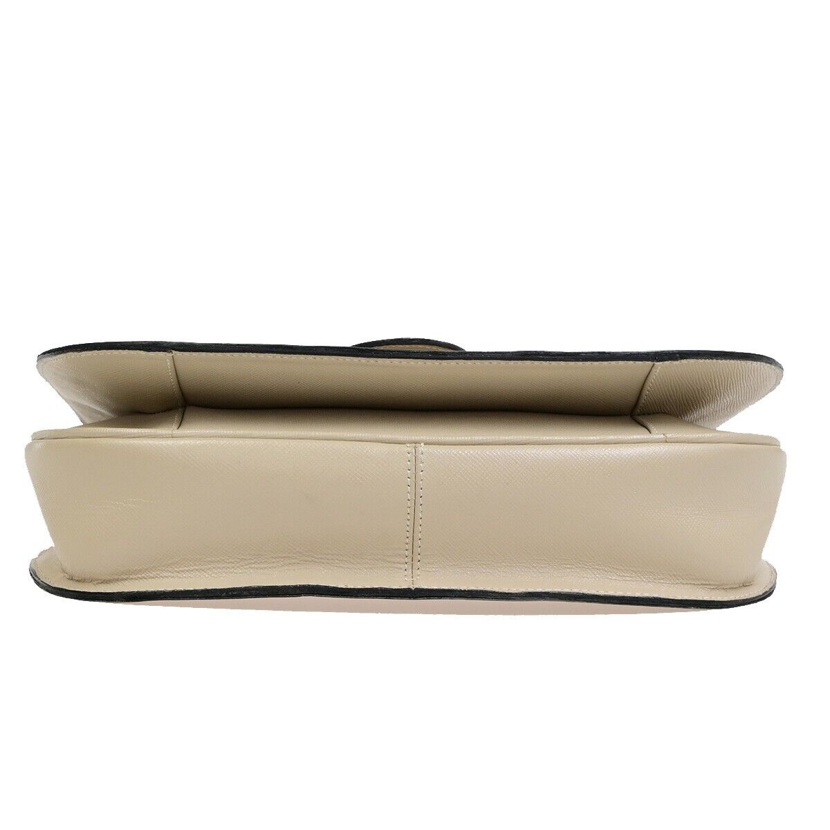 YVES SAINT LAURENT YSL Logo Shoulder Bag Leather Beige GHW 62EE051