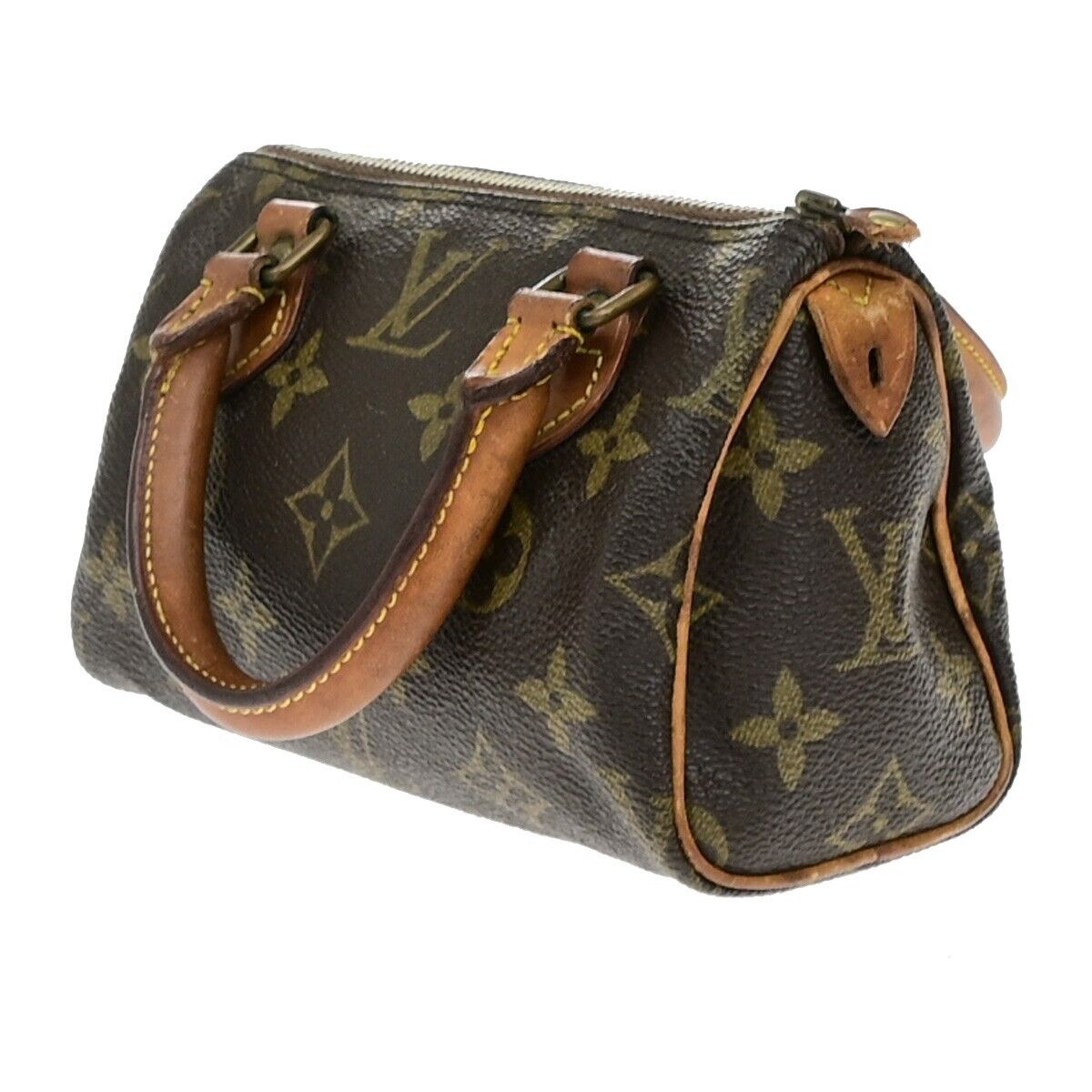LOUIS VUITTON Mini Speedy Hand Bag Monogram Leather Brown M41534 32ED956