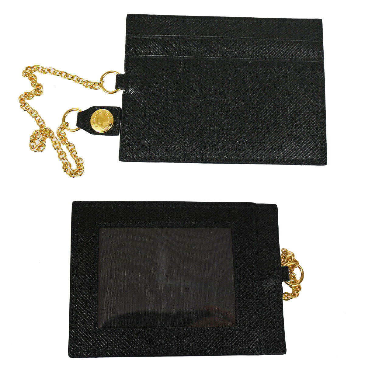 PRADA Logo Long Bifold Wallet Saffiano Leather Black Nero Gold Italy 70RH734