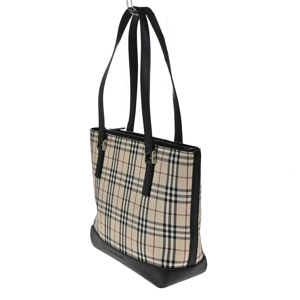 BURBERRY Logo Nova Check Shoulder Tote Bag Canvas Leather Beige Black 83RL399