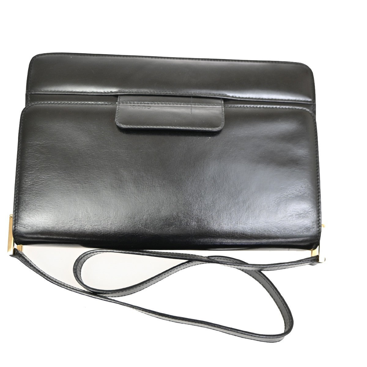 GUCCI Logo GG Shoulder Bag Leather Black Italy GHW 67TA289