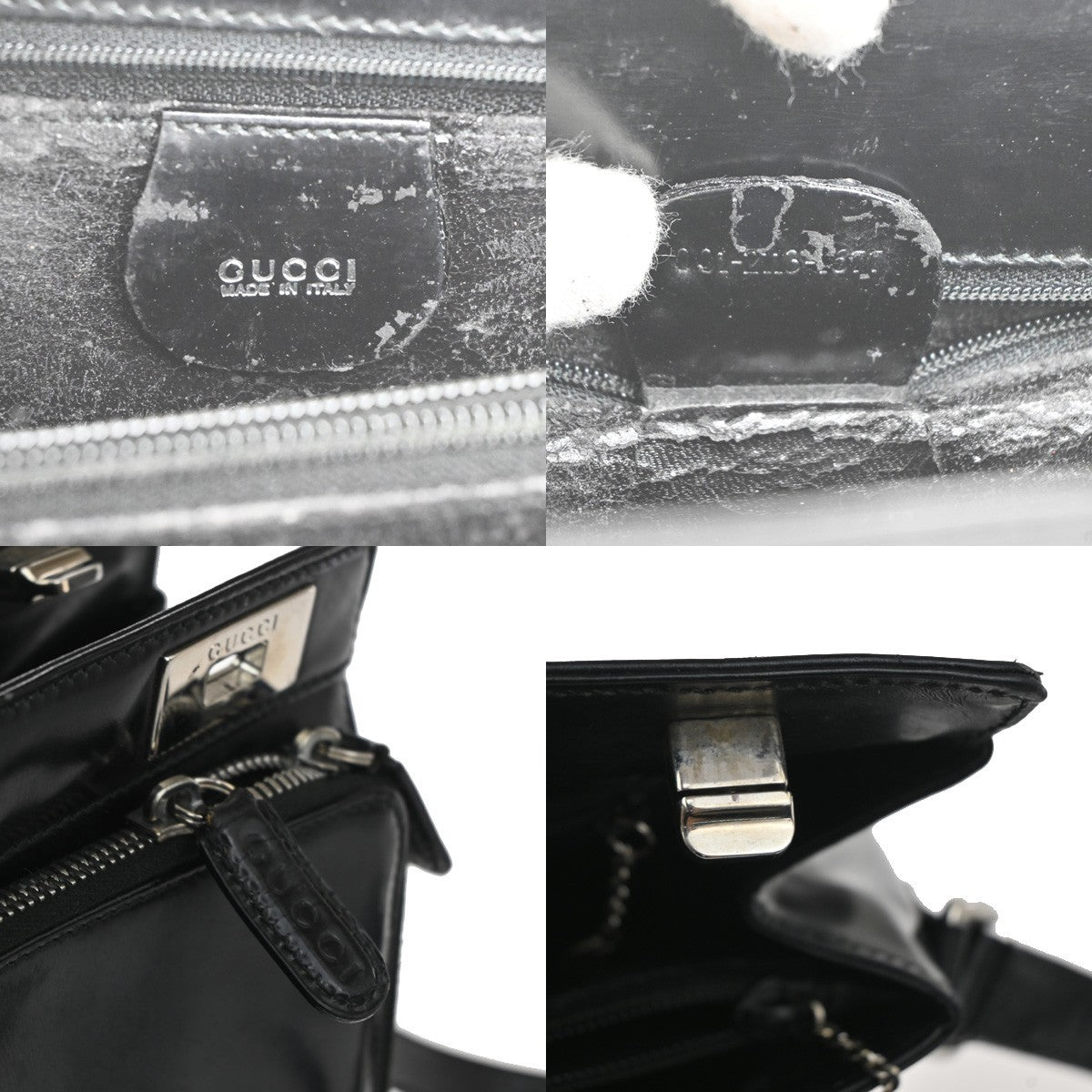 GUCCI Logo Crossbody Shoulder Hand Bag Leather Black SHW Italy 09CB018