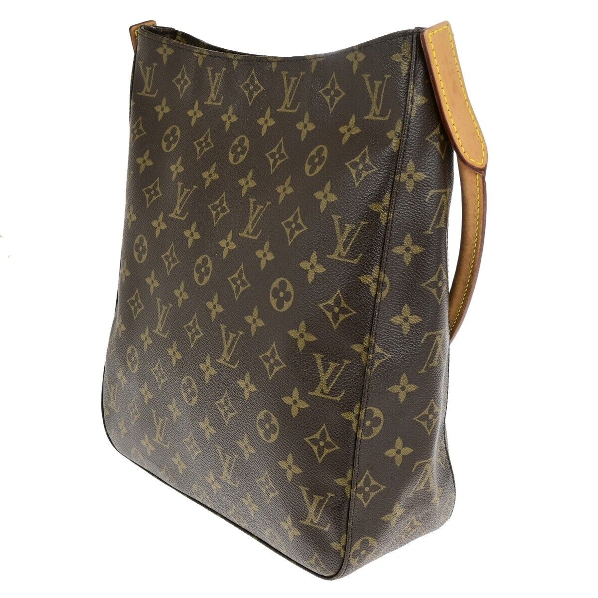 LOUIS VUITTON Logo Looping GM Shoulder Bag Monogram Leather Brown M51145 85ED411