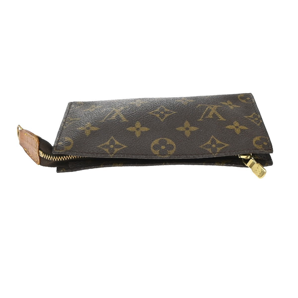 LOUIS VUITTON Logo Bucket PM Pouch Bag Monogram Leather Brown France 60KP177
