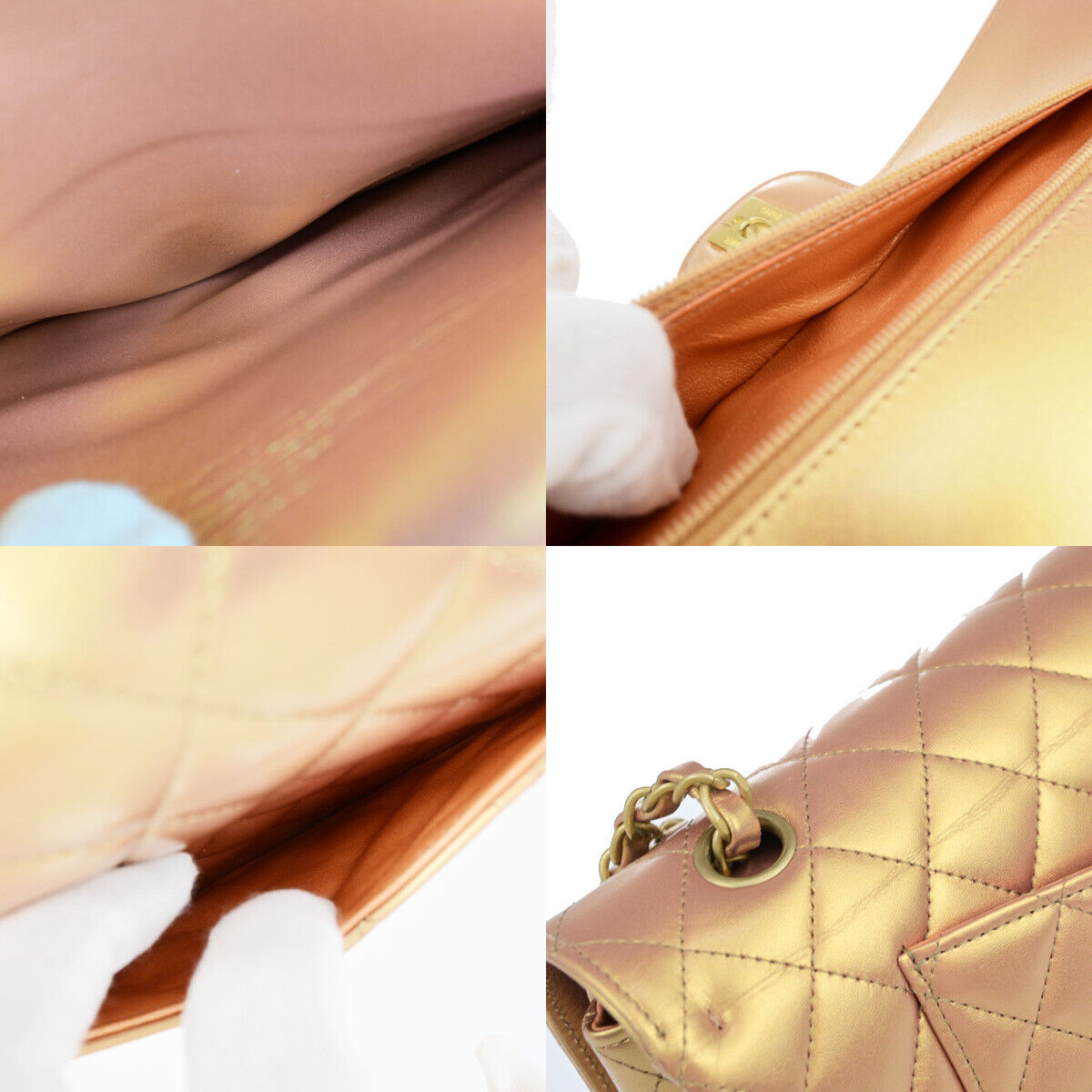 CHANEL CC Matelasse 25 Double Flap Chain Shoulder Bag Leather Pink Gold 401RK683