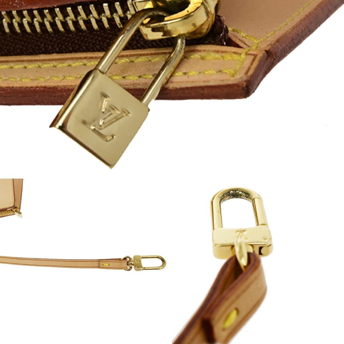 LOUIS VUITTON Logo Cabas Ambre  Pouch Bag Nomade Leather Beige Spain 04SJ427