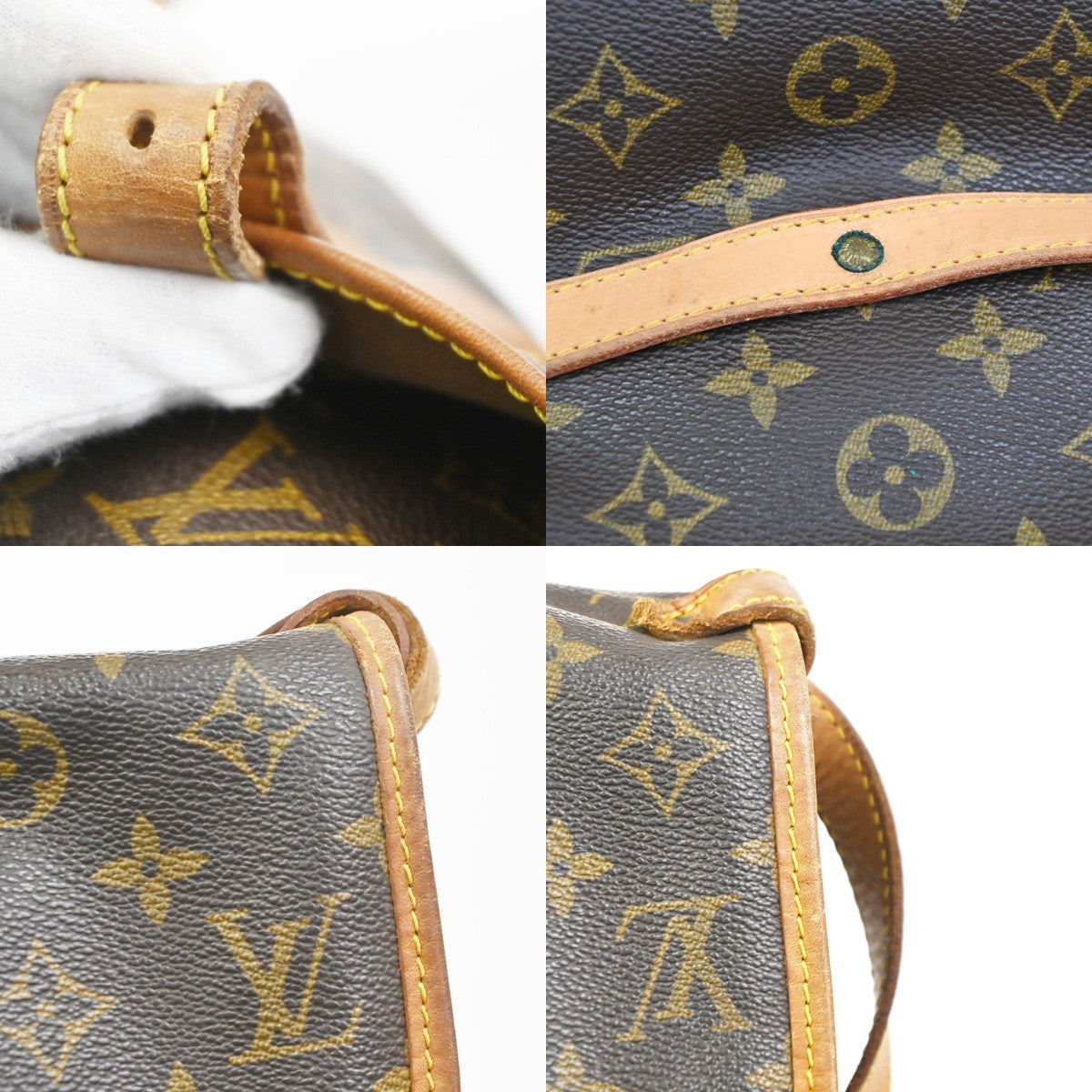 LOUIS VUITTON Logo Saumur 30 Shoulder Bag Monogram Leather Brown M42256 82CA792