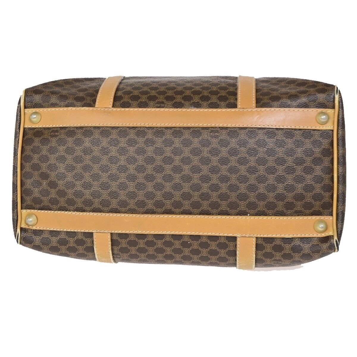 CELINE Macadam Pattern Travel Hand Bag PVC Leather Brown Italy 09FA744