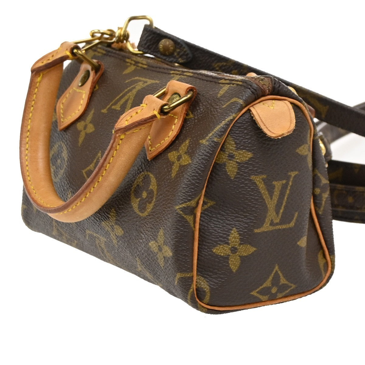 LOUIS VUITTON Mini Speedy 2Way Hand Bag Monogram Leather Brown M41534 98CA975