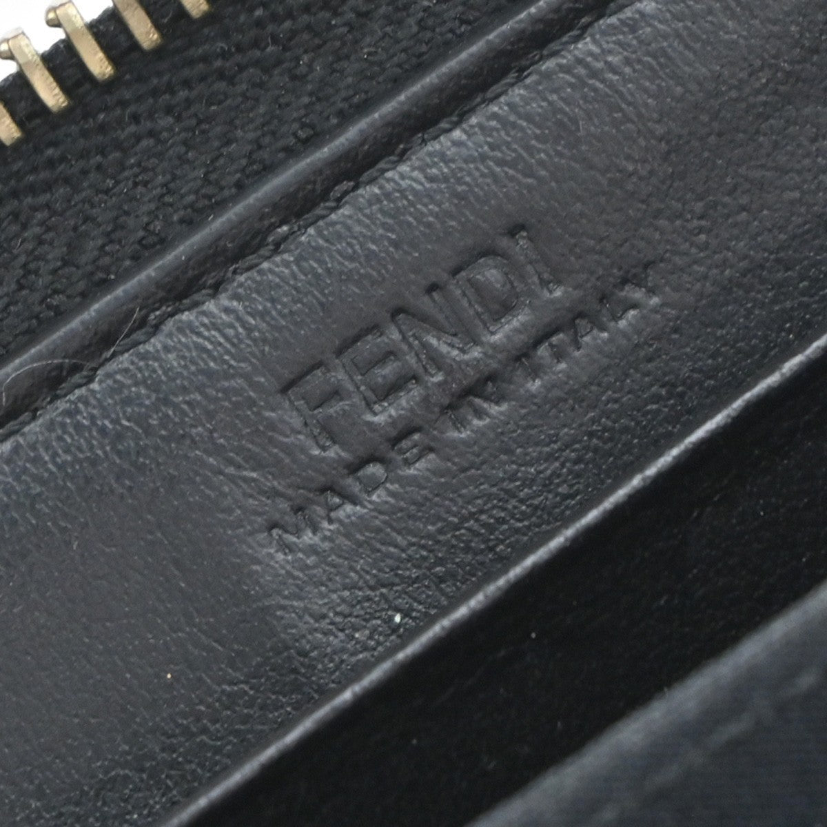 FENDI Logo F is Fendi Zipper Long Around Wallet Leather Black Italy 61KP191