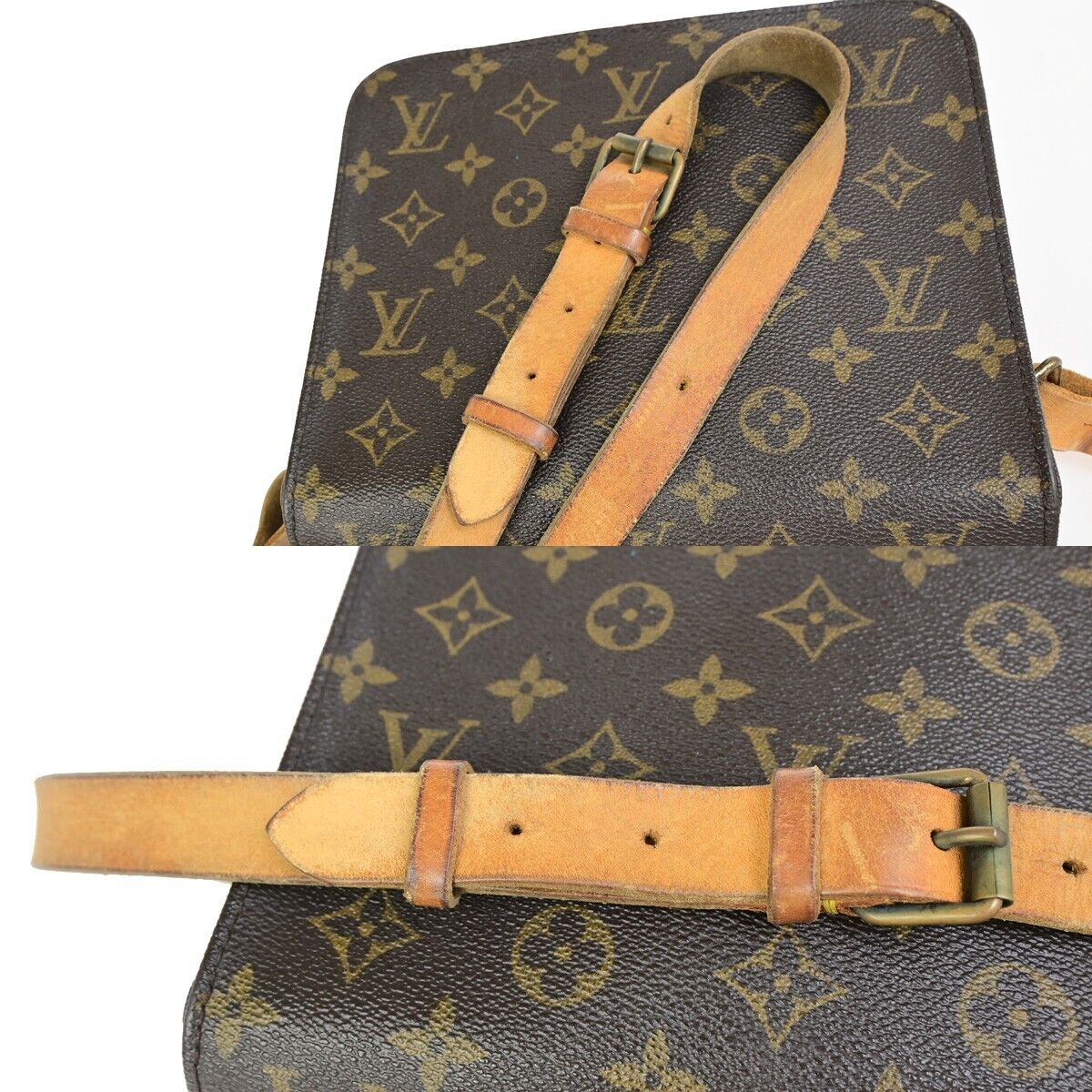 LOUIS VUITTON Cartouchiere MM Shoulder Bag Monogram Leather Brown M51253 30FB216