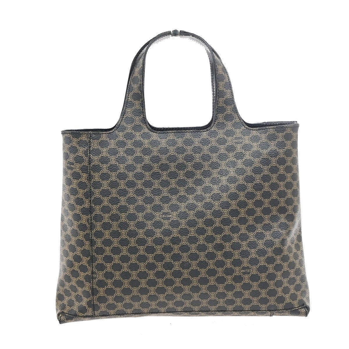 CELINE Logo Macadam Pattern Hand Bag PVC Leather Black GHW Italy 86KD118