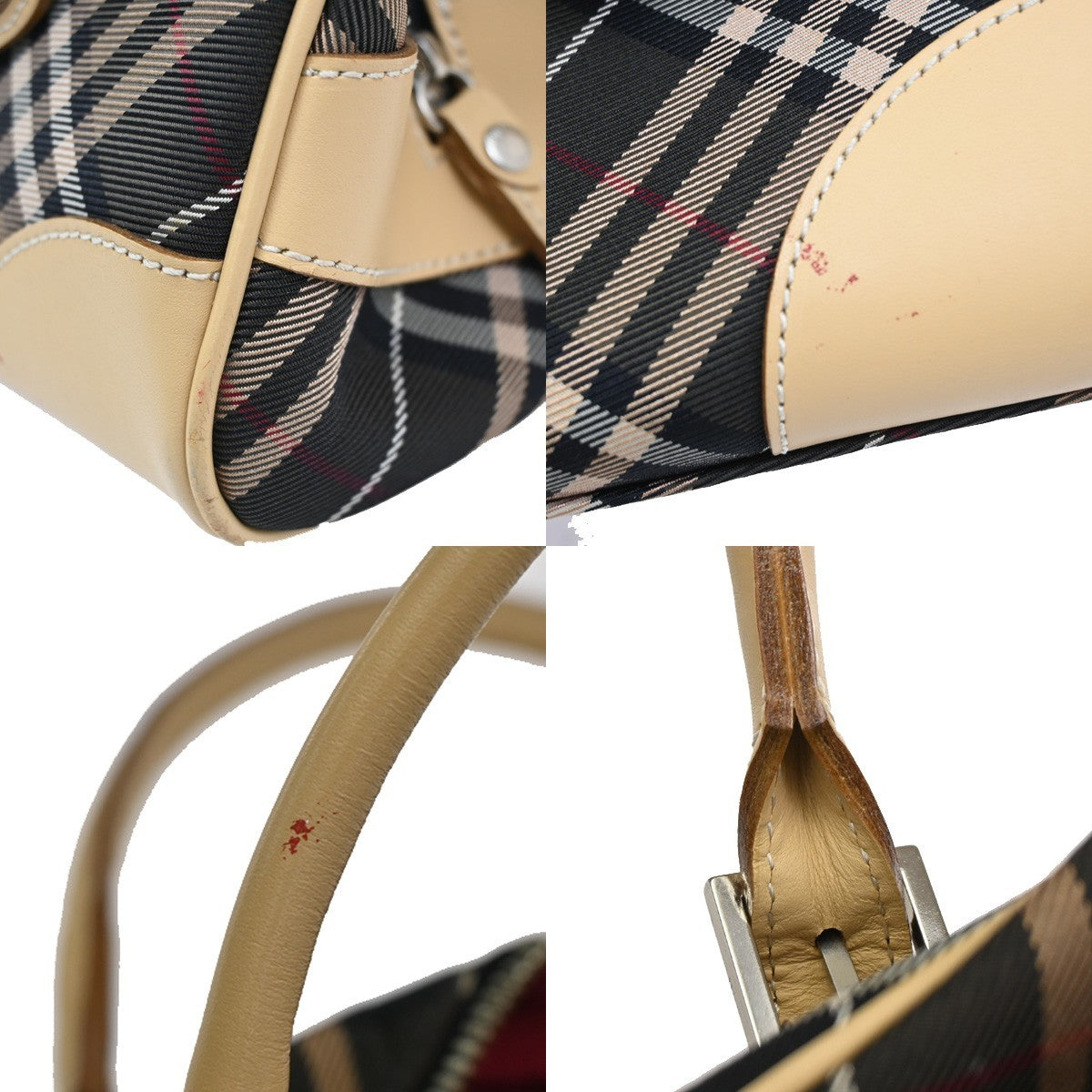 BURBERRY LONDON BLUE LABEL Nova Check Hand Bag Canvas Leather BE BK 63DA185