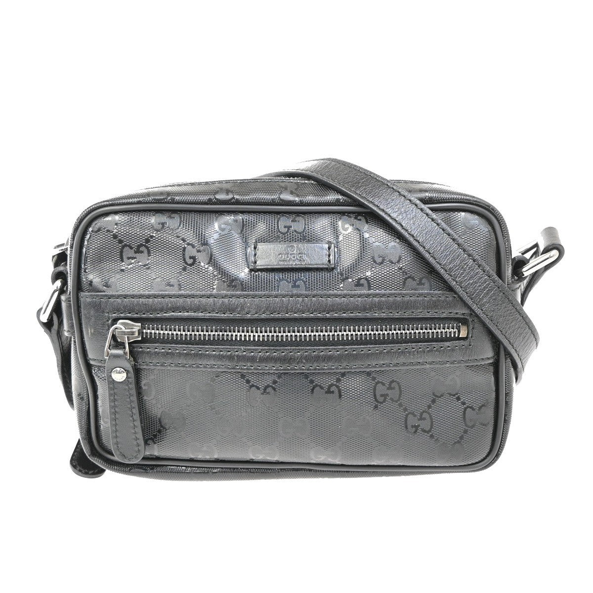 GUCCI Imprime GG Pattern Crossbody Mini Shoulder Bag PVC Leather Black 82KB276