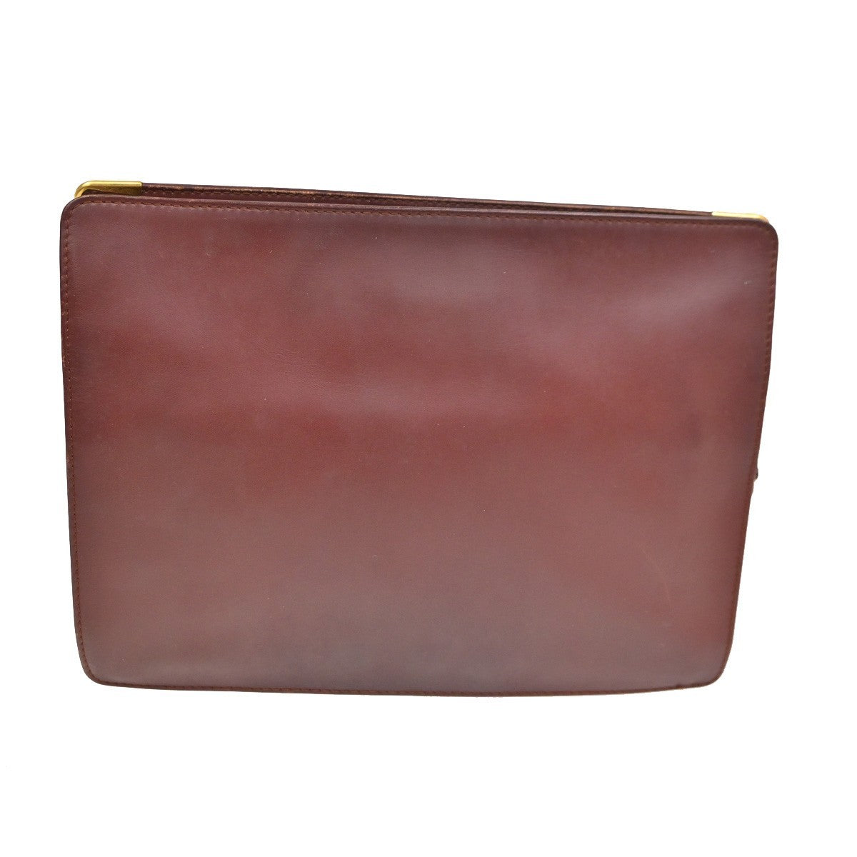 MUST DE CARTIER 2C Logo Wallet Clutch Hand Bag Leather Red Gold 08TA272