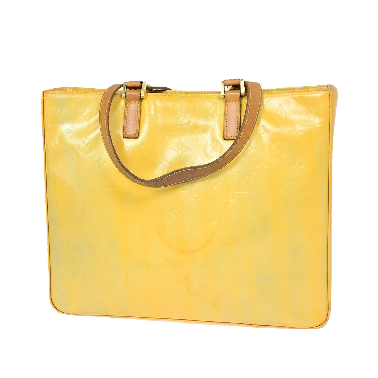 LOUIS VUITTON Columbus Shoulder Bag Monogram Vernis Lime Yellow M91047 60YF141