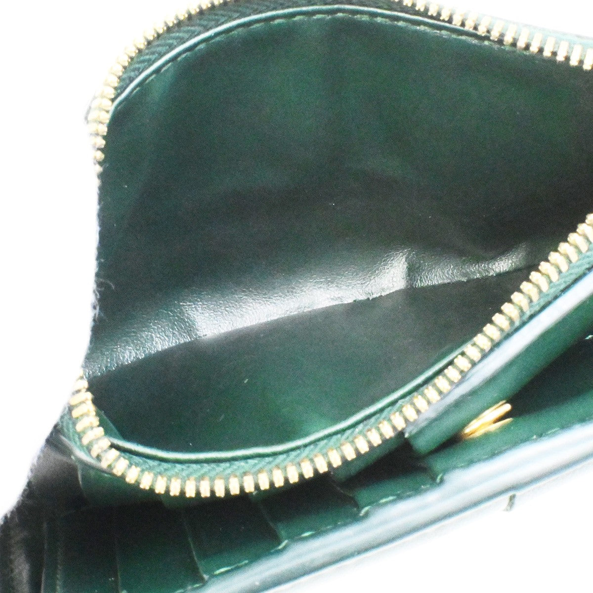 BOTTEGA VENETA Logo Cassette Bifold Wallet Purse Leather Green Italy 32RL091