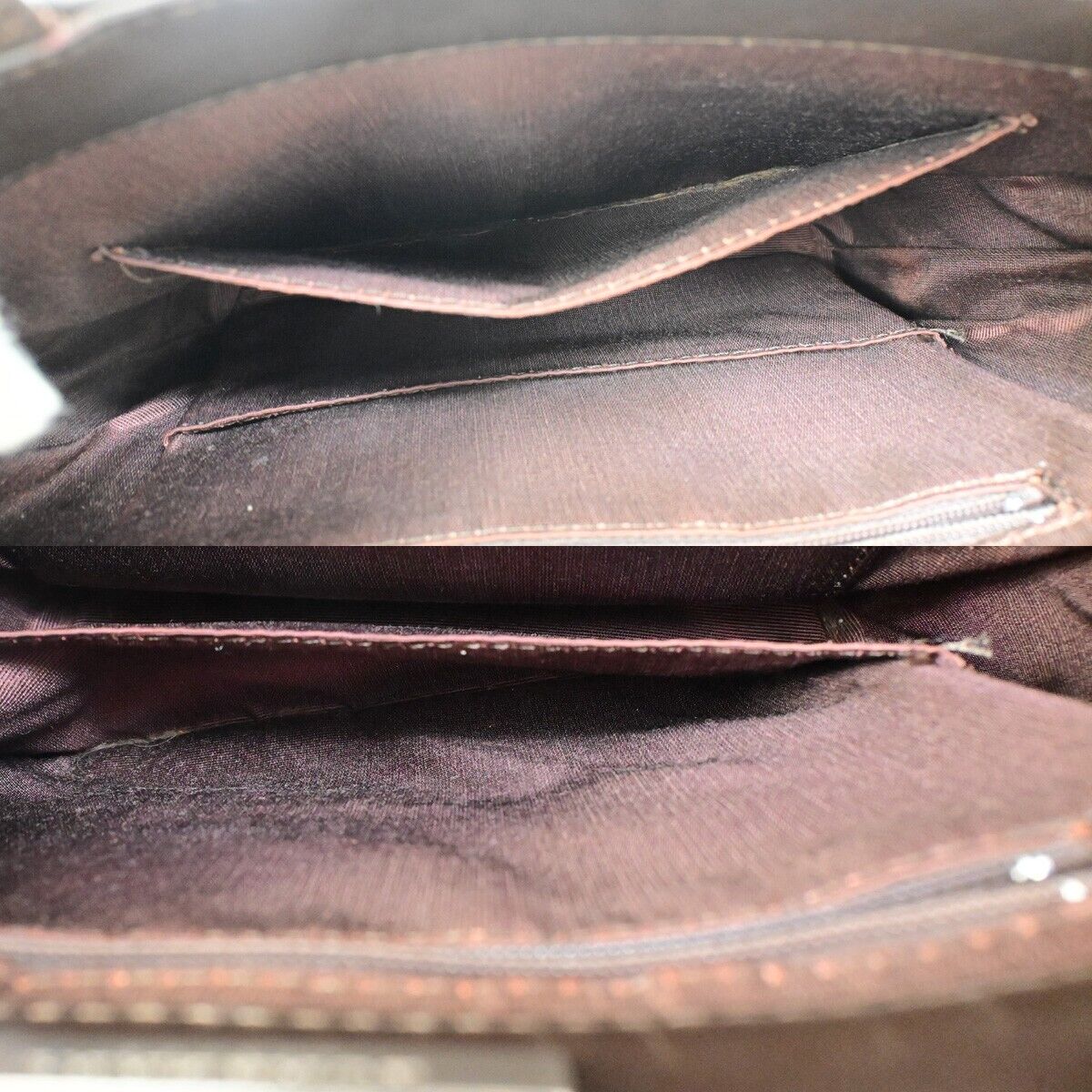 BURBERRY Logo Bicolor Hand Tote Bag Leather Suede Brown 05EB902