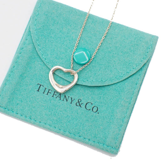 TIFFANY & CO. Logo Open Heart 16mm Chain Necklace Silver AG925 02EG156